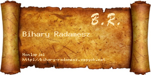 Bihary Radamesz névjegykártya